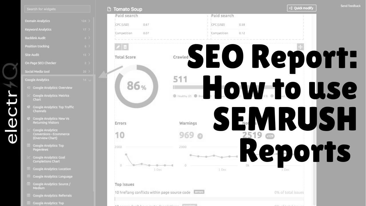 SEO Report: Tips on how to use SEMRUSH Studies